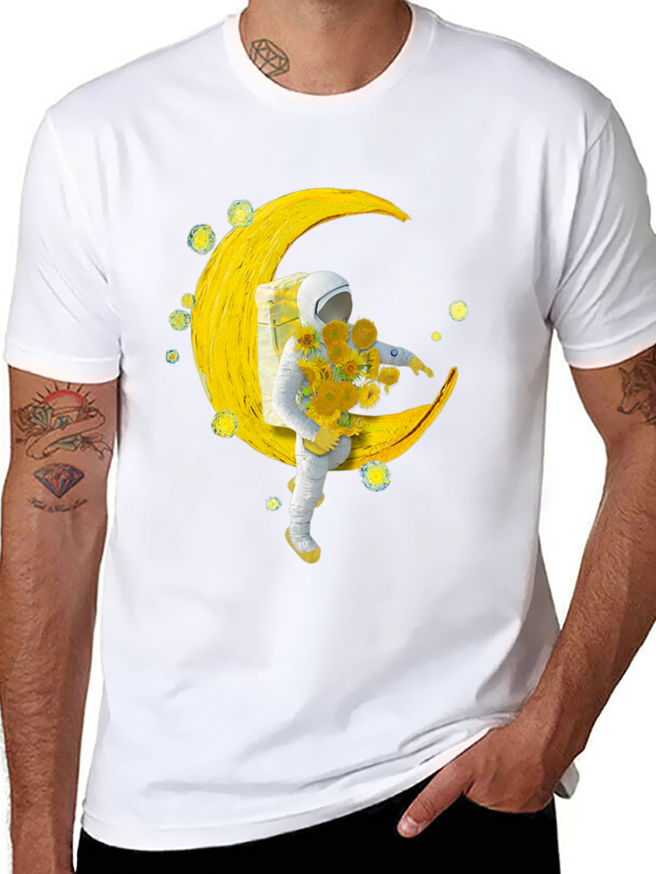 Astronaut Moon Sunflower Graphic Tee