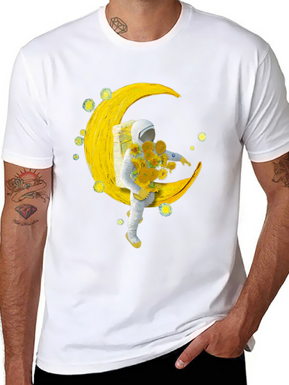 Astronaut Moon Sunflower Graphic Tee