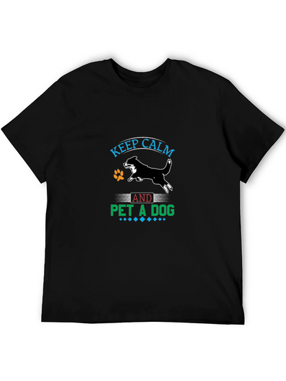 Keep Calm and Pet a Dog Black T-Shirt