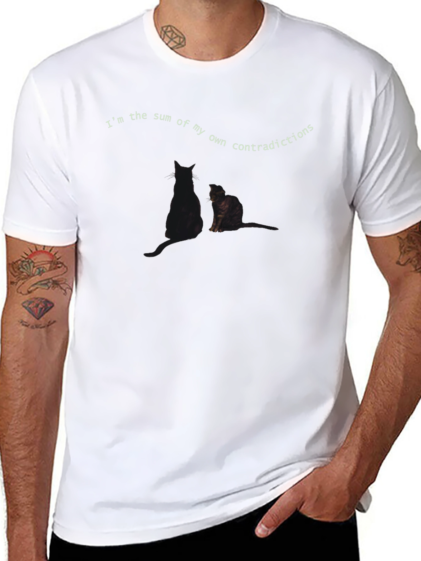 Contradictions Cat Graphic Tee - Soft Black T-Shirt