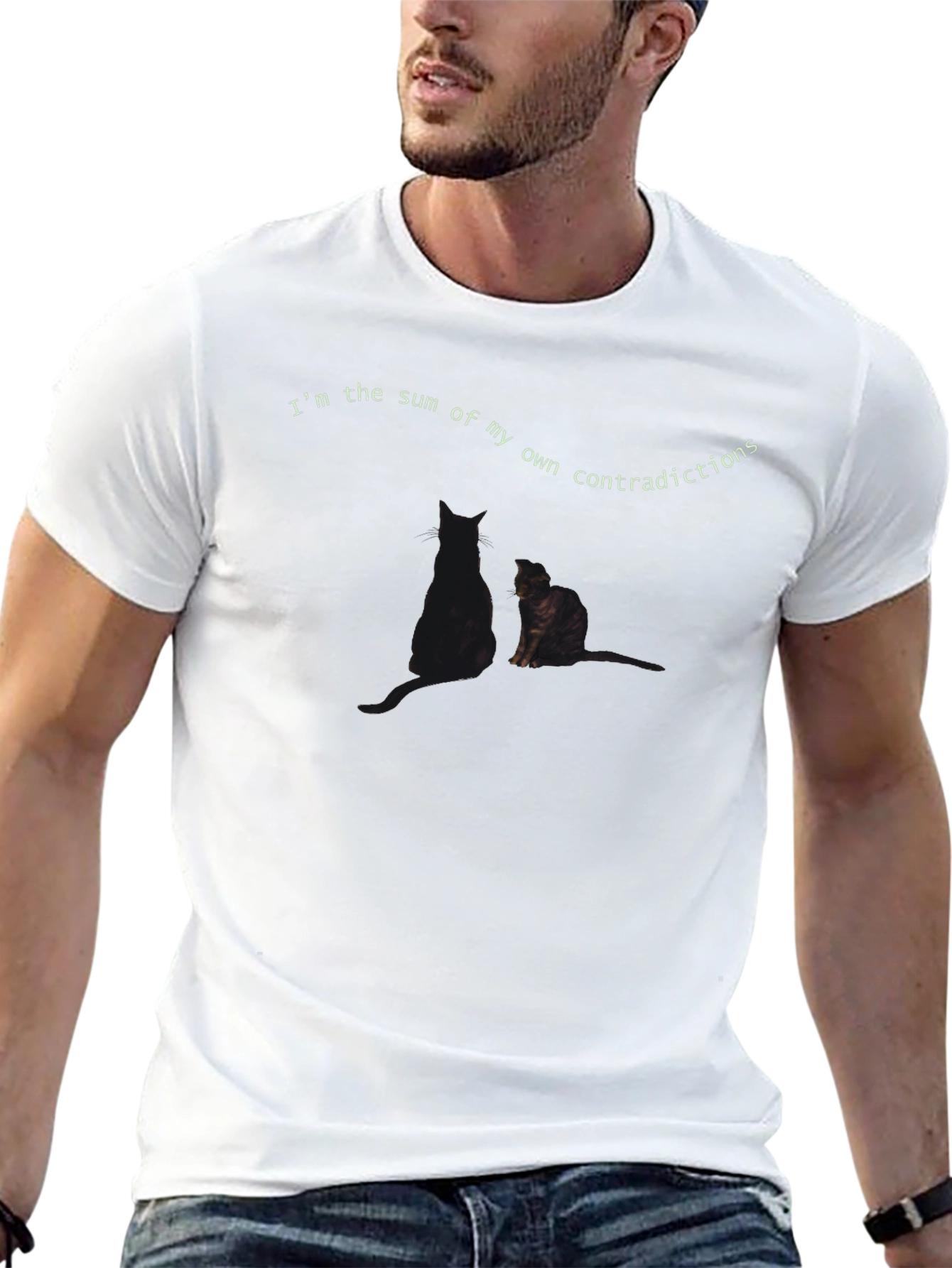 Contradictions Cat Graphic Tee - Soft Black T-Shirt