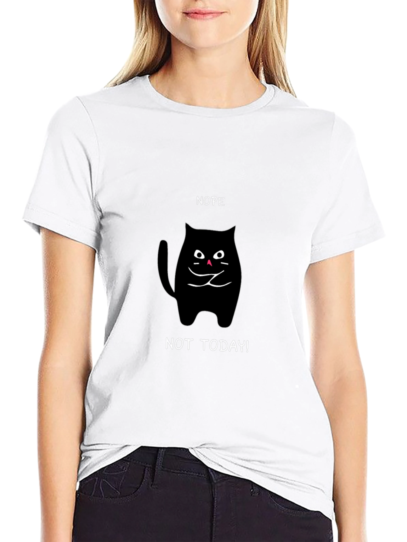 Nope Not Today Cat T-Shirt - Black