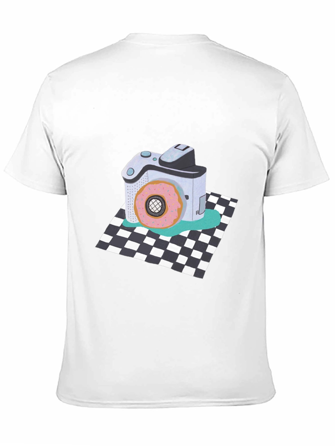 Donut Camera Graphic Tee - Quirky Black T-Shirt