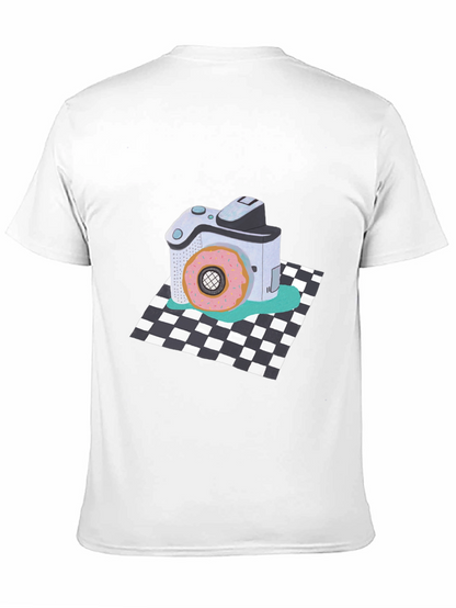 Donut Camera Graphic Tee - Quirky Black T-Shirt