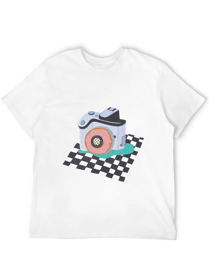 Donut Camera Graphic Tee - Quirky Black T-Shirt