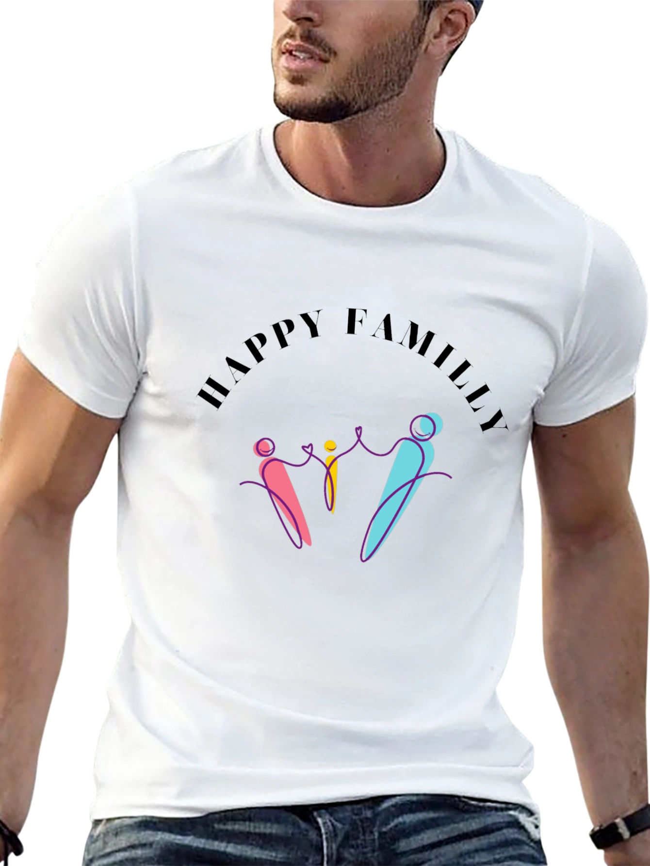 Happy Family Graphic Print T-Shirt - Unisex