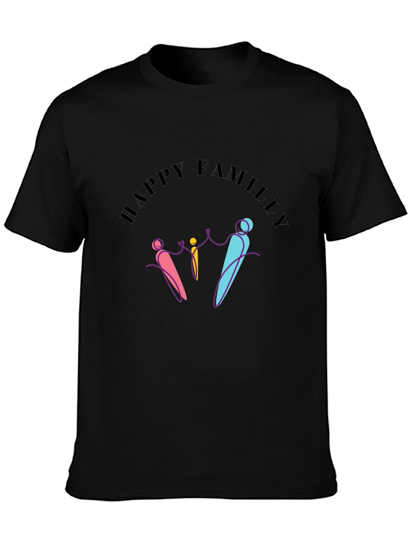 Happy Family Graphic Print T-Shirt - Unisex