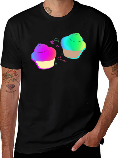 Cute Cupcake Graphic Black T-Shirt