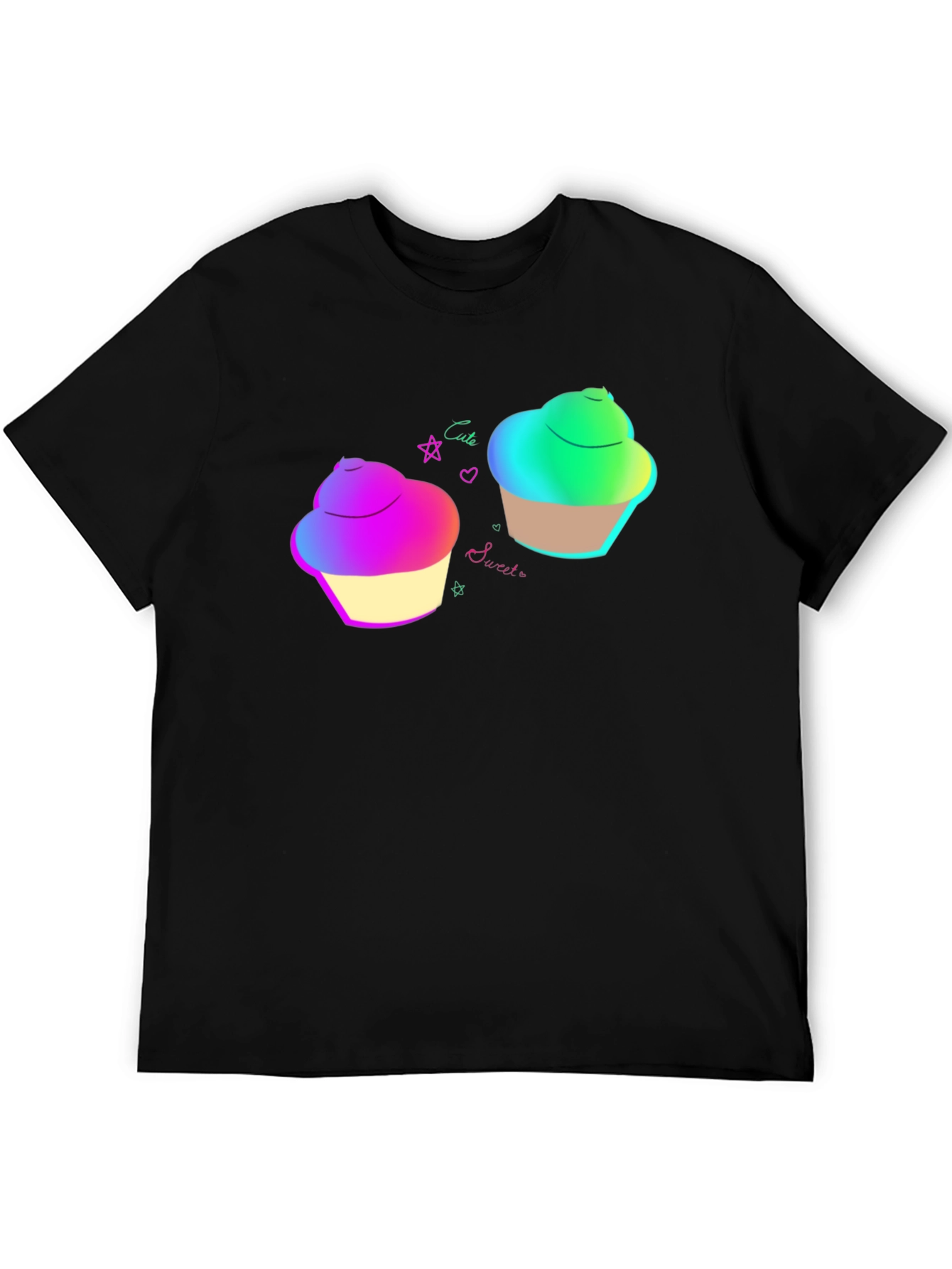 Cute Cupcake Graphic Black T-Shirt