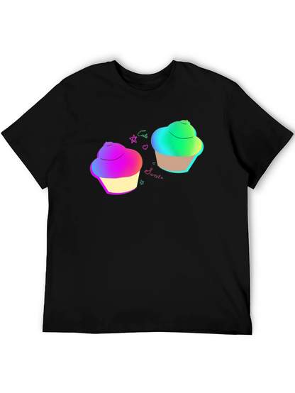Cute Cupcake Graphic Black T-Shirt