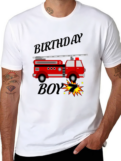 Birthday Boy Firetruck T-Shirt