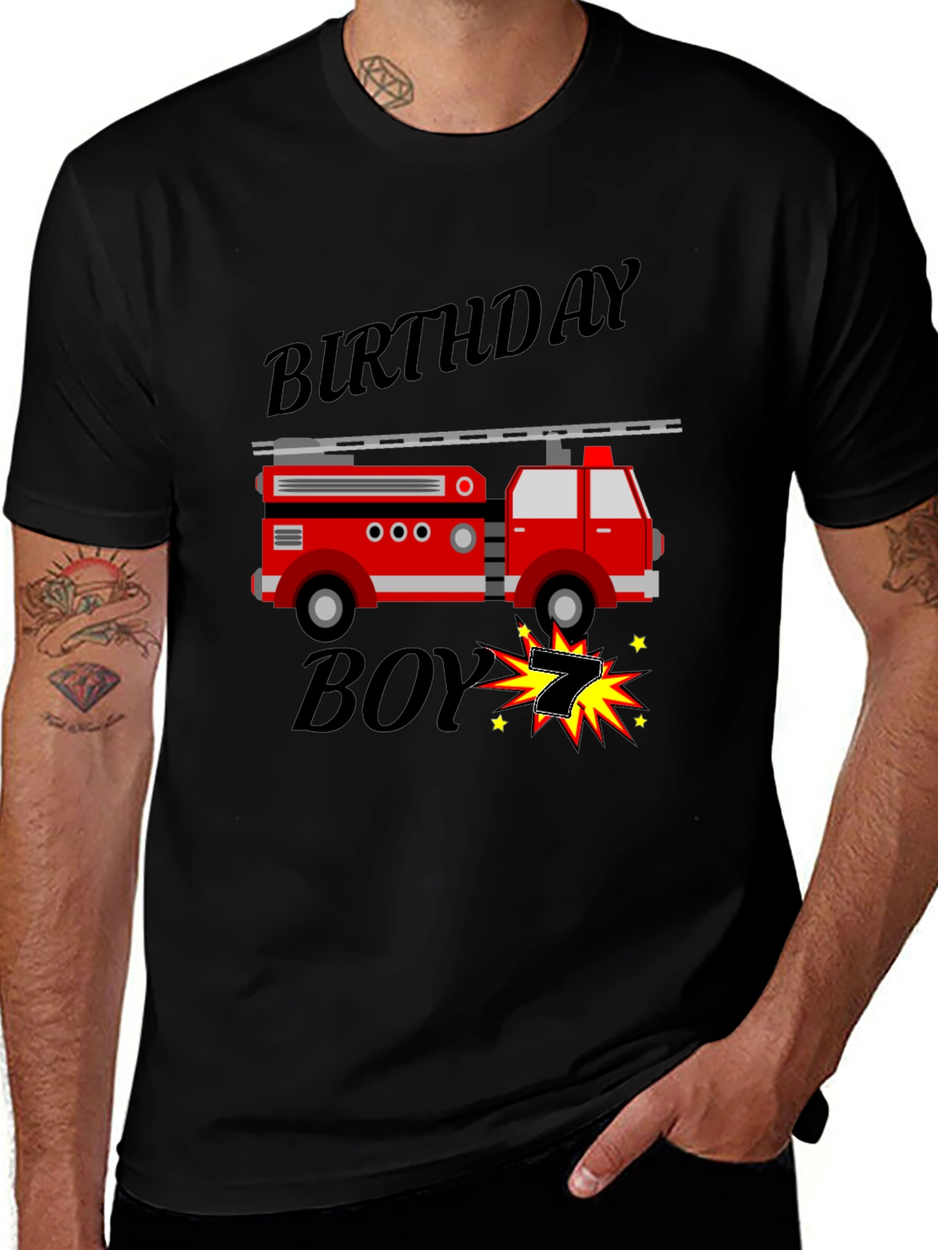 Birthday Boy Firetruck T-Shirt