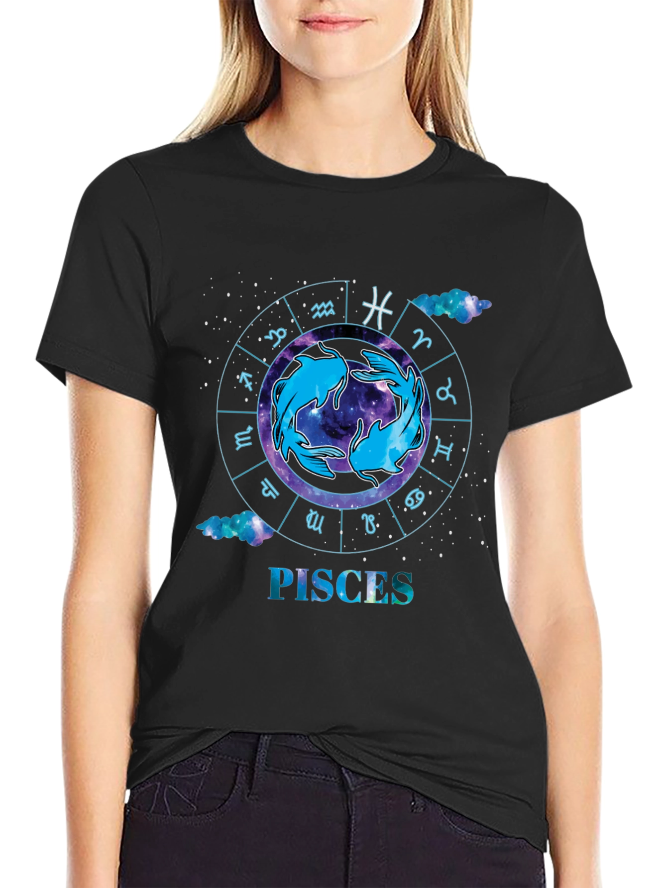 Pisces Zodiac Black T-Shirt