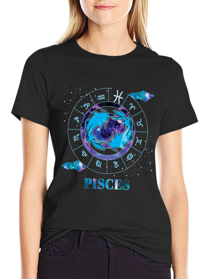 Pisces Zodiac Black T-Shirt