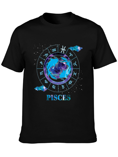 Pisces Zodiac Black T-Shirt