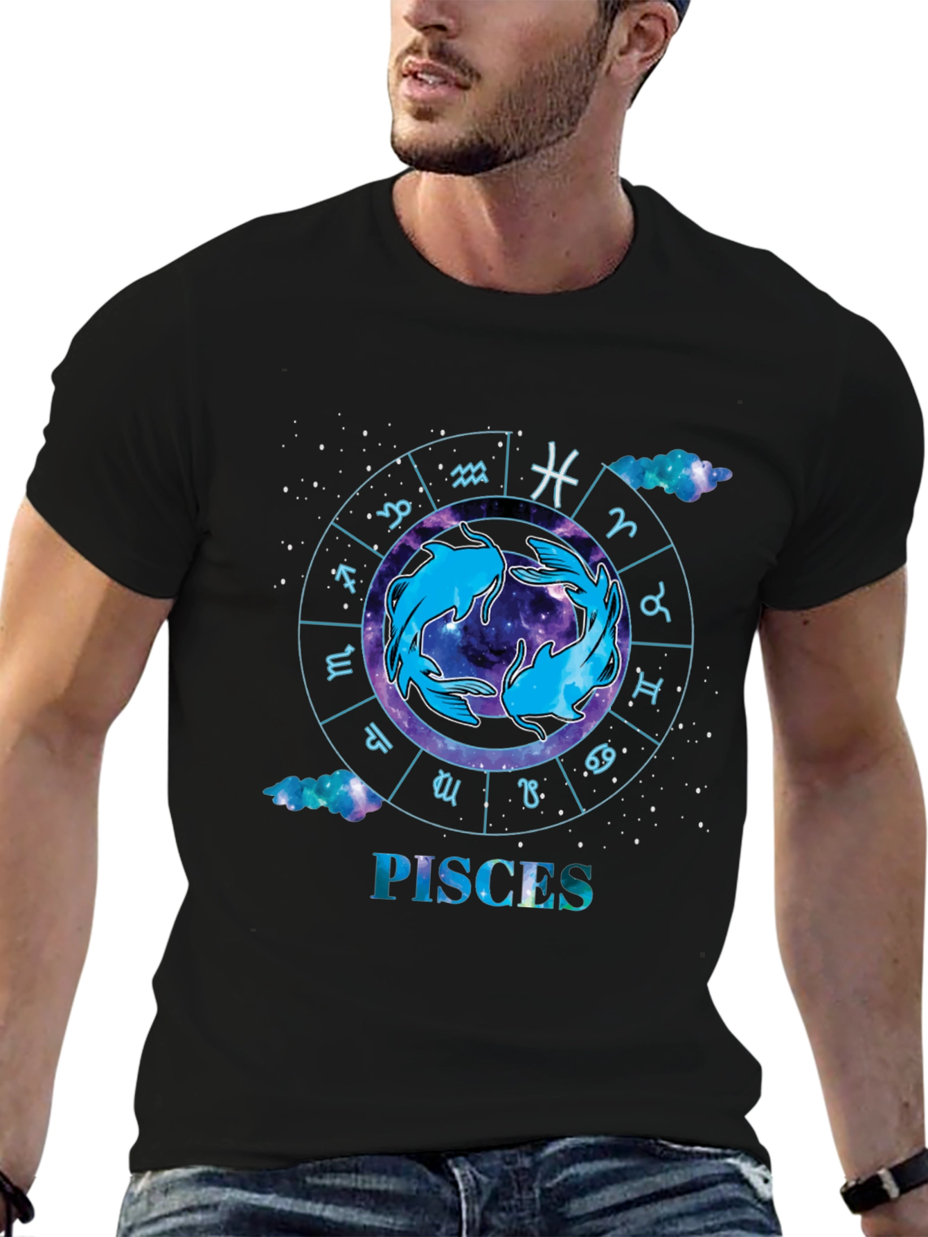 Pisces Zodiac Black T-Shirt