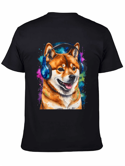 Shiba Inu Dog Wearing Headphones T-Shirt