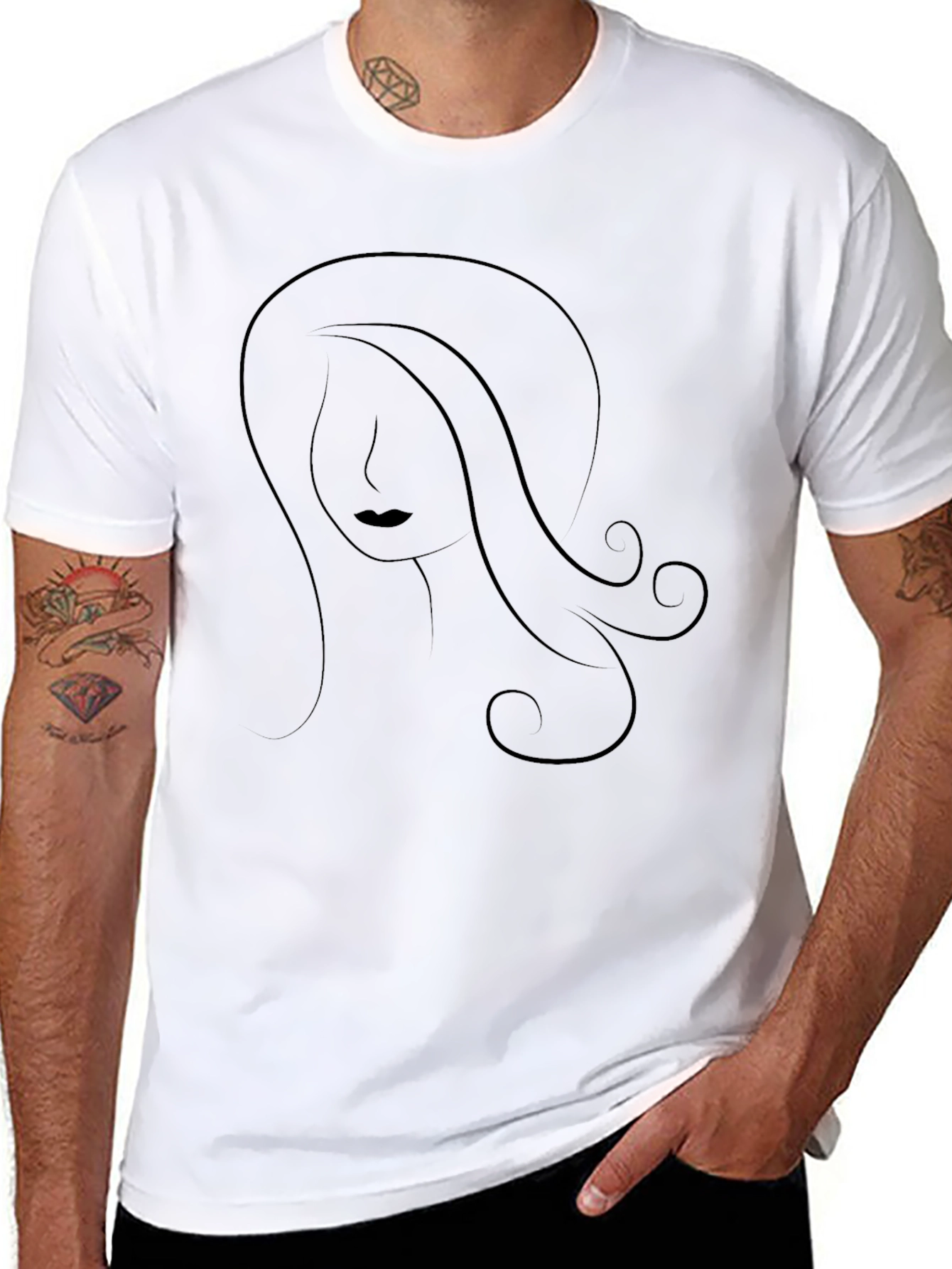 Minimalist Woman Graphic T-Shirt - Black