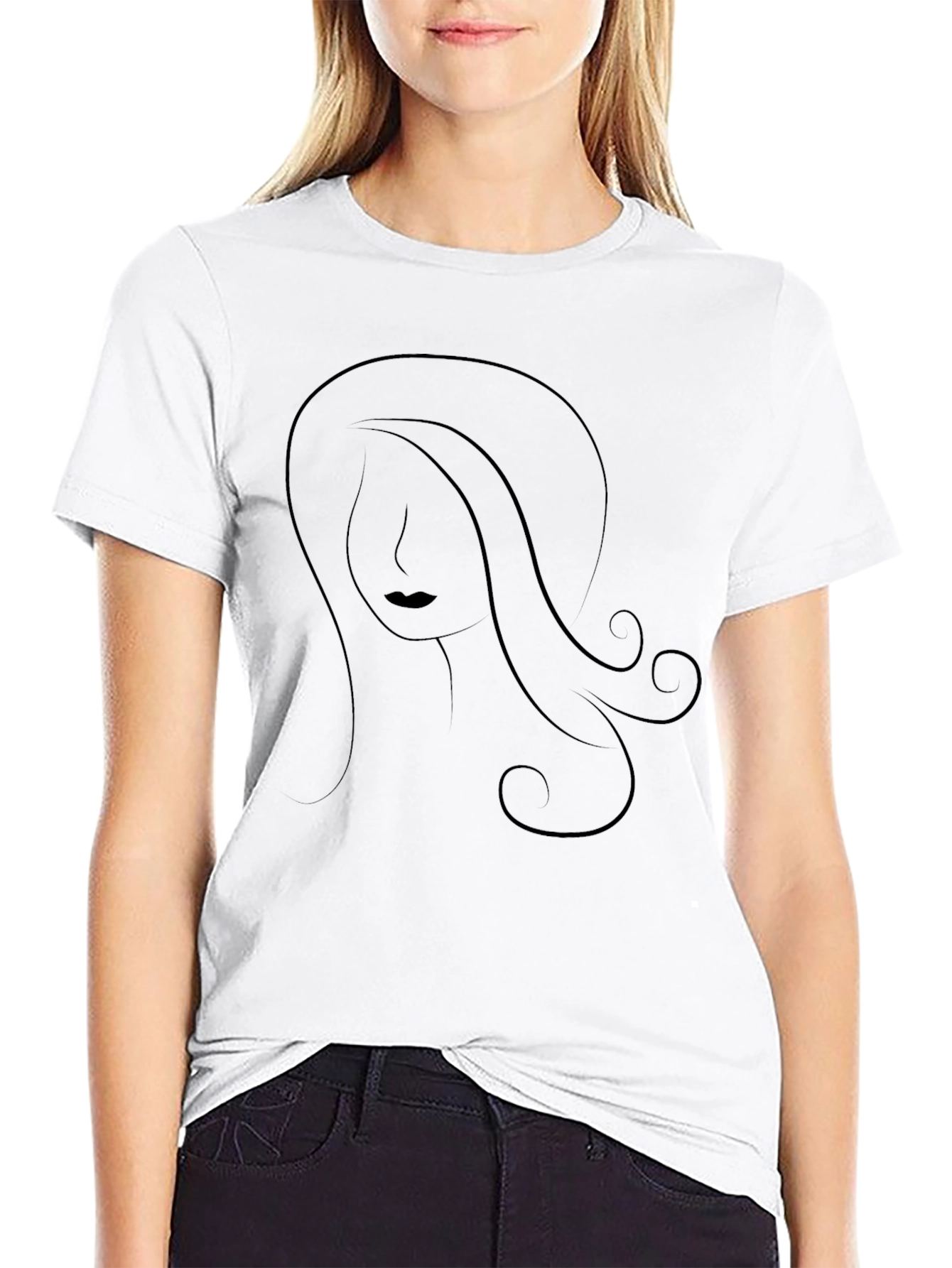 Minimalist Woman Graphic T-Shirt - Black