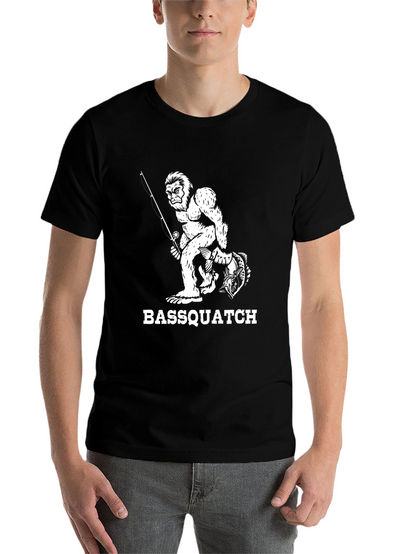Bassquatch Graphic Tee - Fishing Bigfoot Humor