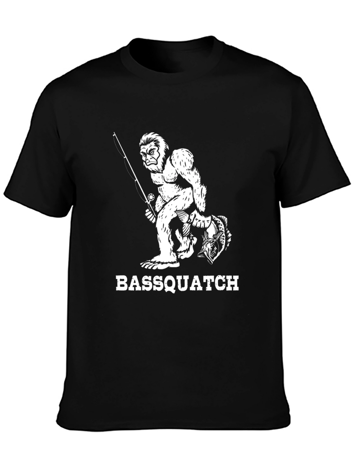 Bassquatch Graphic Tee - Fishing Bigfoot Humor