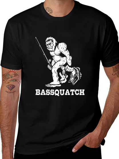 Bassquatch Graphic Tee - Fishing Bigfoot Humor