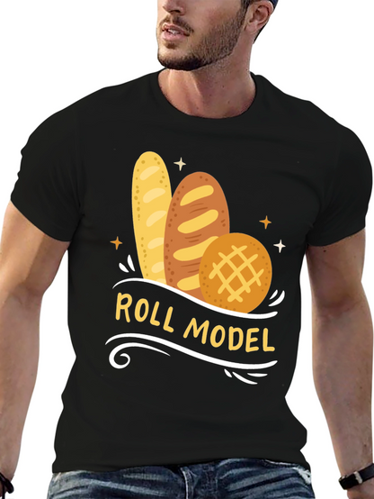 Roll Model Graphic T-Shirt - Funny Bread Pun Tee