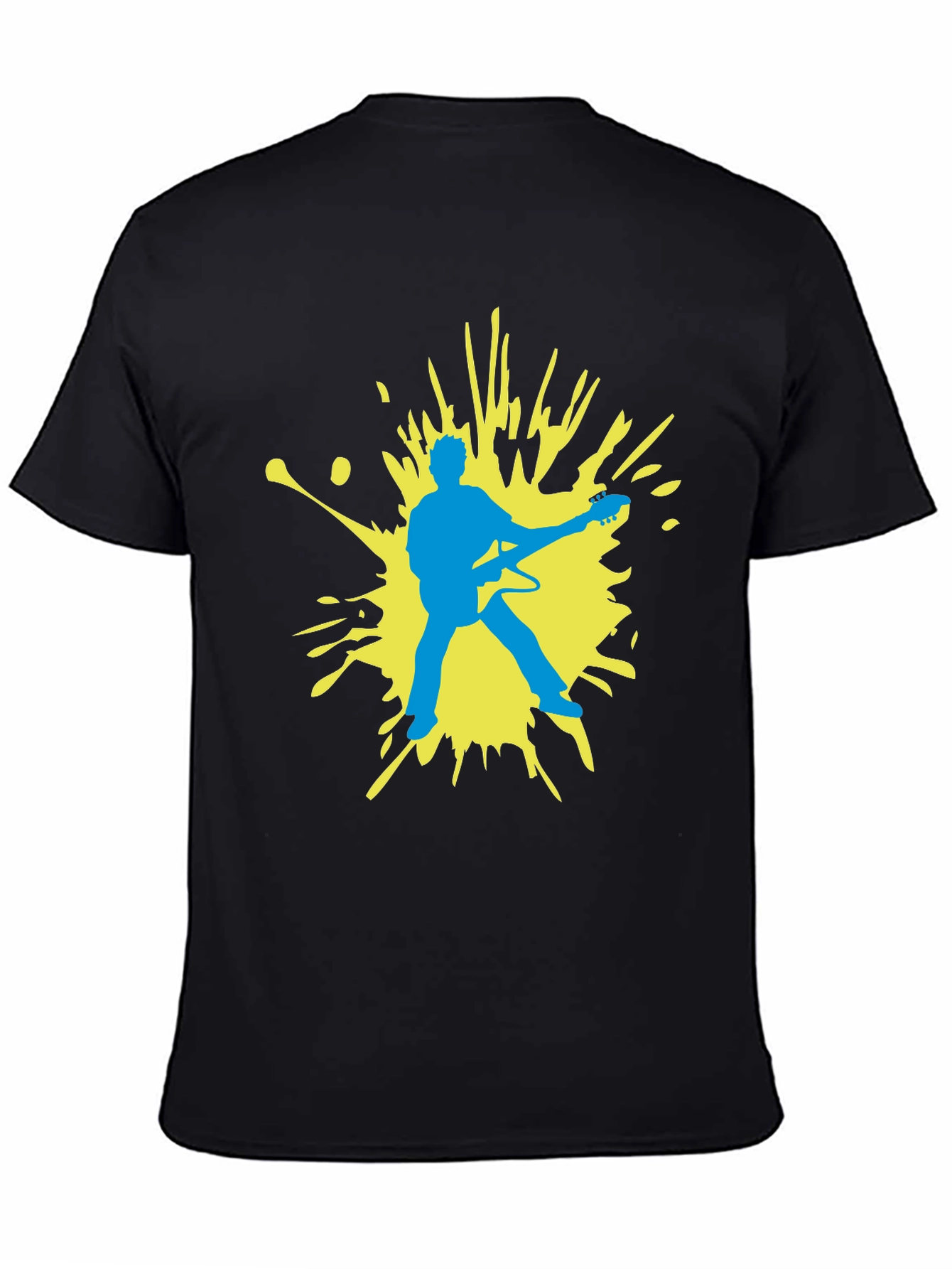 Guitar Player Graphic Tee - Black Cotton Comfort