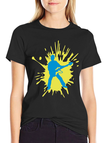 Guitar Player Graphic Tee - Black Cotton Comfort