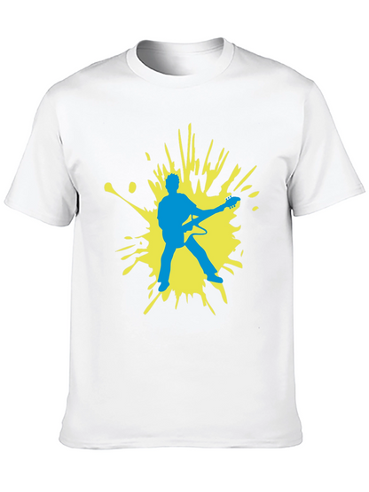 Guitar Player Graphic Tee - Black Cotton Comfort