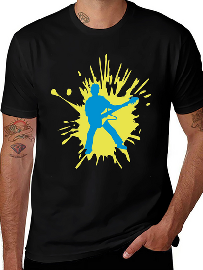 Guitar Player Graphic Tee - Black Cotton Comfort