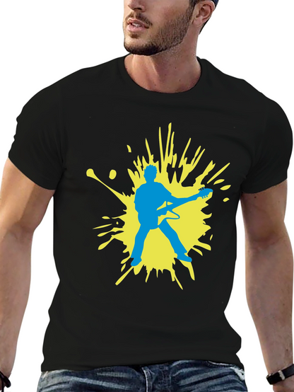 Guitar Player Graphic Tee - Black Cotton Comfort