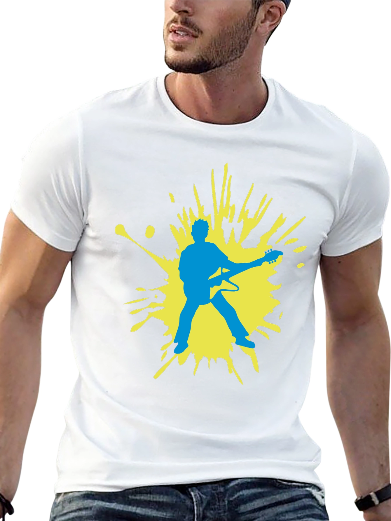 Guitar Player Graphic Tee - Black Cotton Comfort