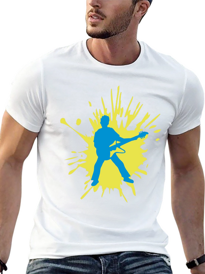 Guitar Player Graphic Tee - Black Cotton Comfort