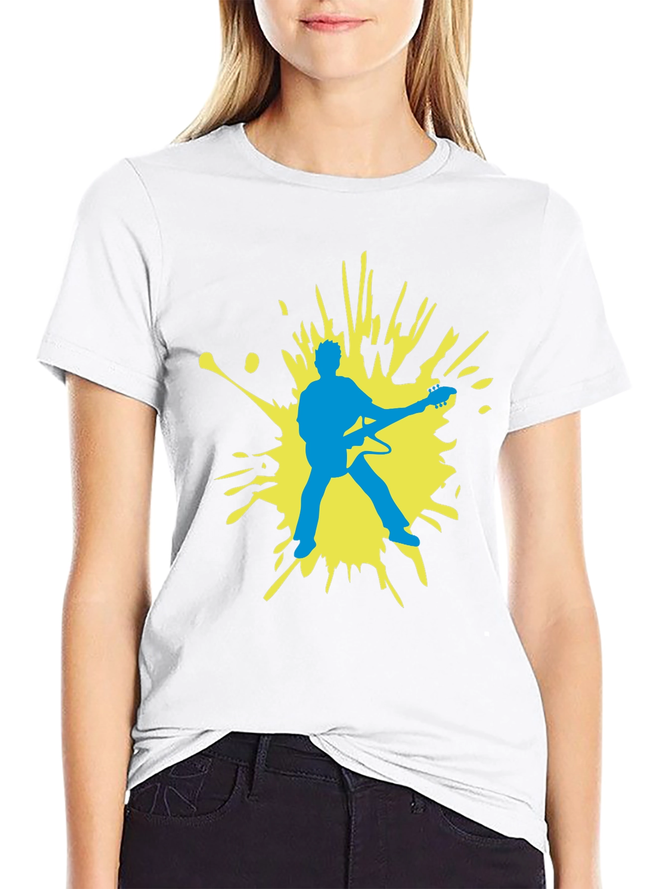 Guitar Player Graphic Tee - Black Cotton Comfort