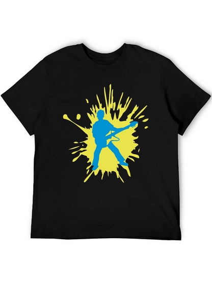 Guitar Player Graphic Tee - Black Cotton Comfort