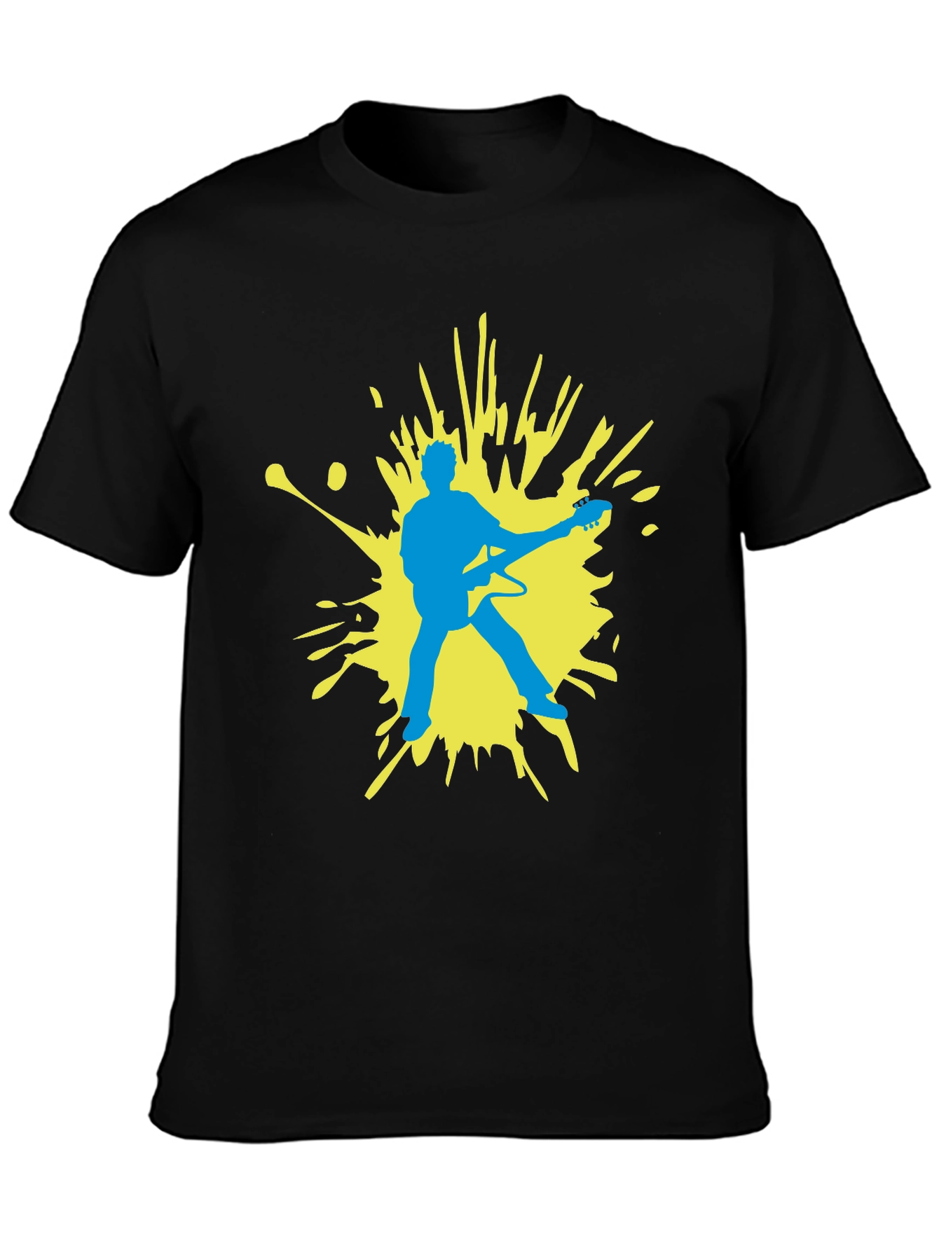 Guitar Player Graphic Tee - Black Cotton Comfort