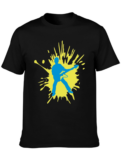 Guitar Player Graphic Tee - Black Cotton Comfort