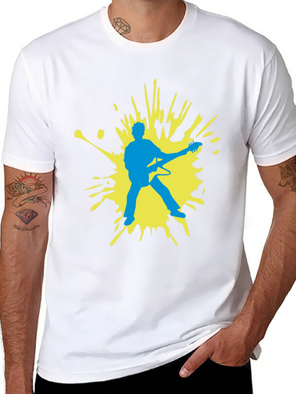 Guitar Player Graphic Tee - Black Cotton Comfort
