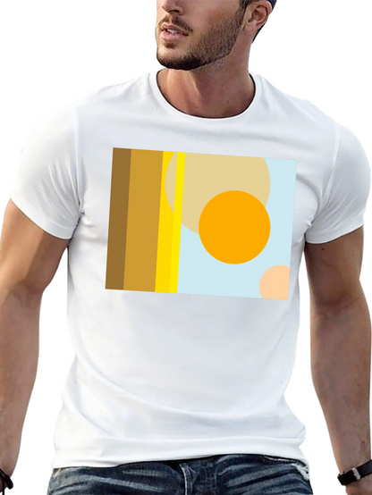Abstract Geometric Circle Print Black T-Shirt