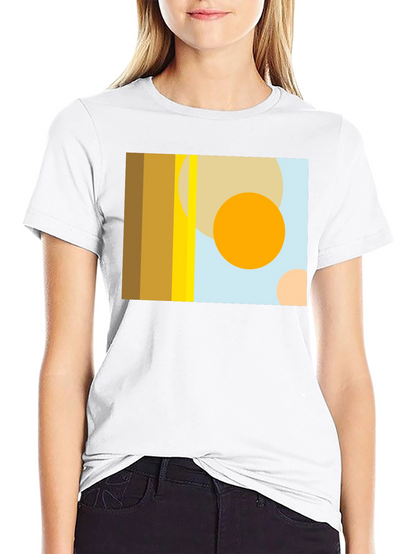 Abstract Geometric Circle Print Black T-Shirt