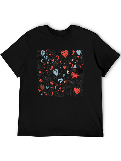 Hearts Graphic Print Black T-Shirt