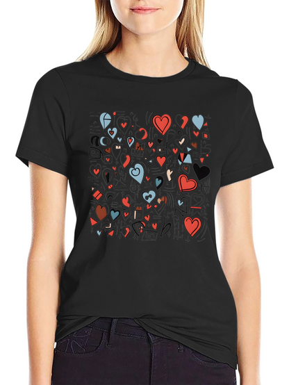 Hearts Graphic Print Black T-Shirt