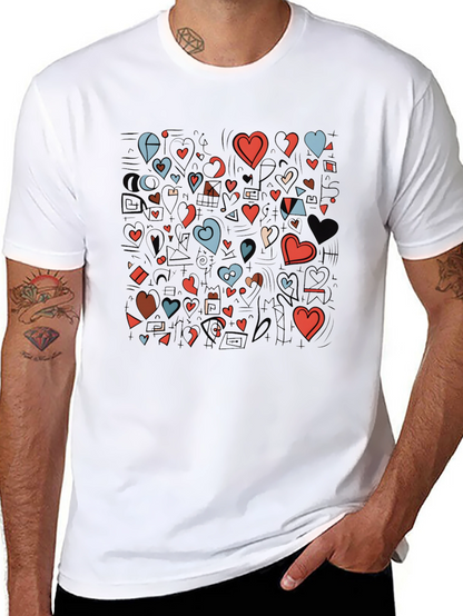 Hearts Graphic Print Black T-Shirt