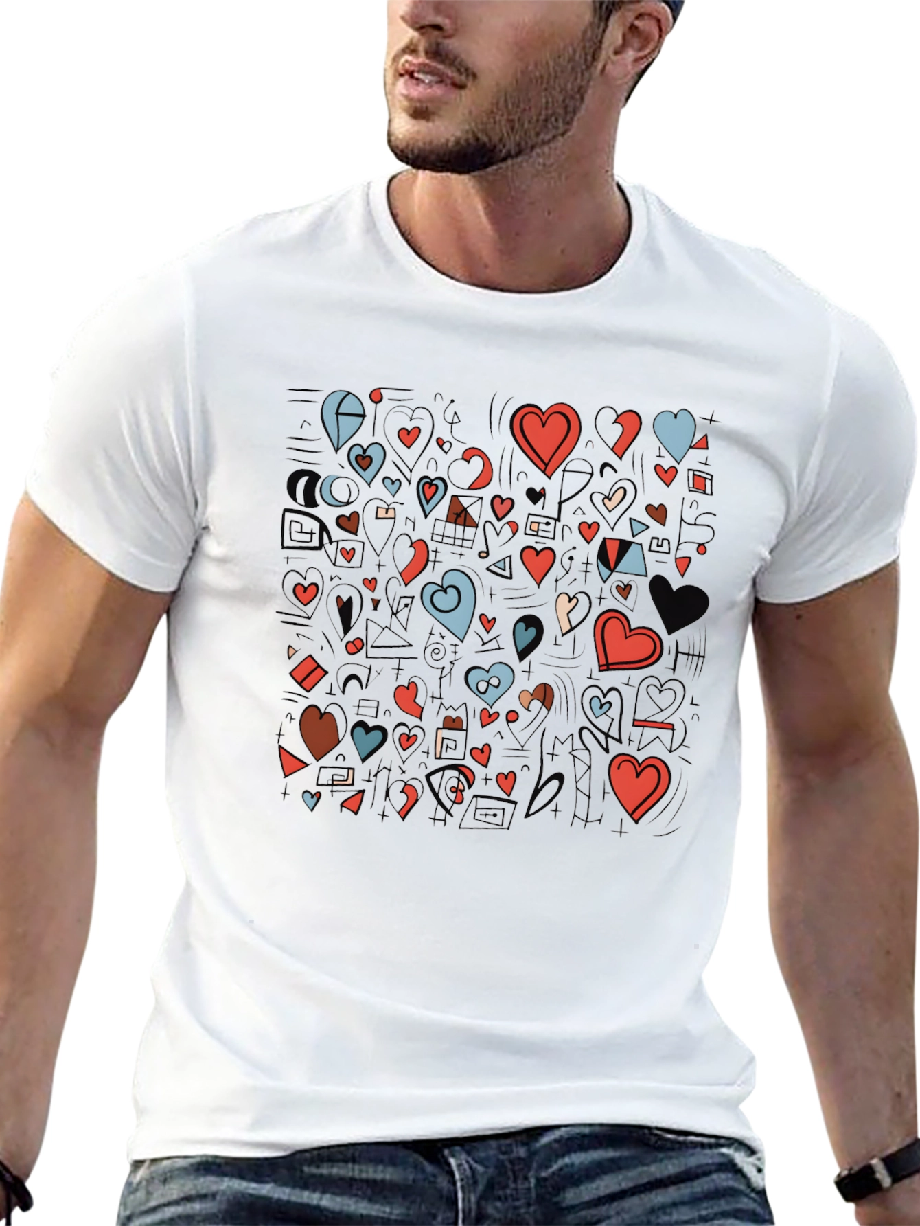 Hearts Graphic Print Black T-Shirt