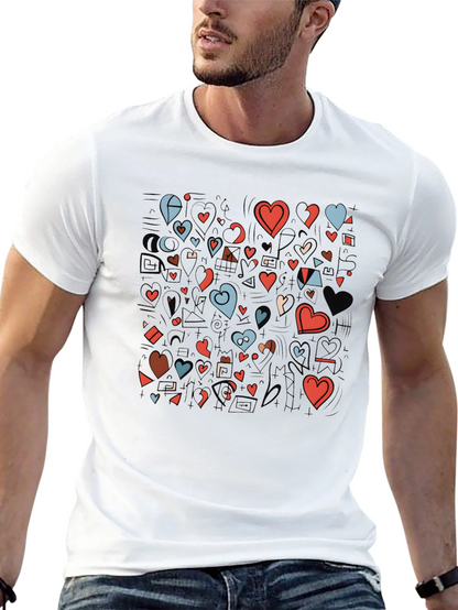 Hearts Graphic Print Black T-Shirt