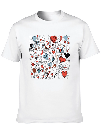 Hearts Graphic Print Black T-Shirt