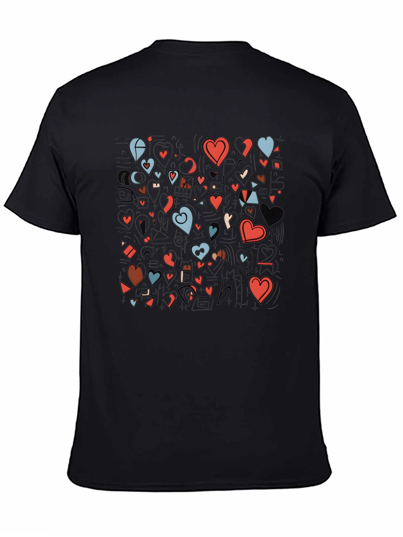 Hearts Graphic Print Black T-Shirt