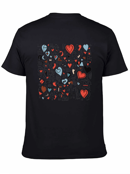 Hearts Graphic Print Black T-Shirt