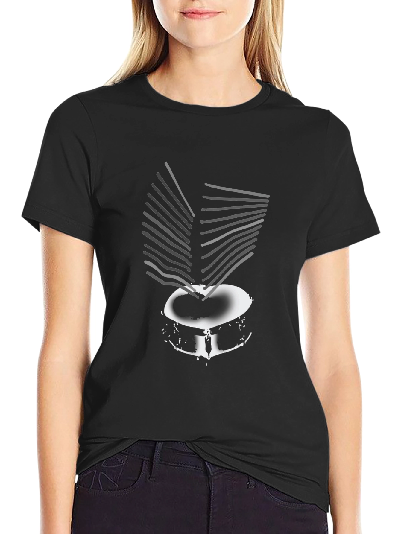 Drum Kit Graphic Tee - Black Cotton Casual T-Shirt
